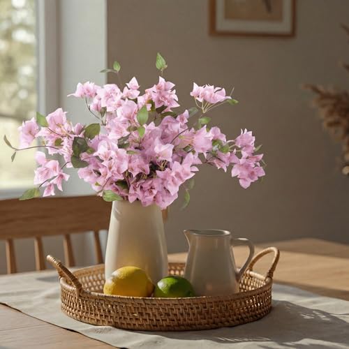 Image of Decor & More 2 PCS Artificial Flowers Bunch - Realistic Silk Bougainvillea Long Stem Artificial Flower Bunch Without Pot | Artificial Flower for Decoration | (Without Pot)