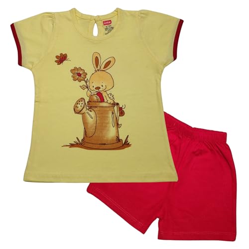 Image of LuvLap Baby Girls Regular Fit 100% Cotton Half Sleeves Girls Top CoSet Pack of 2