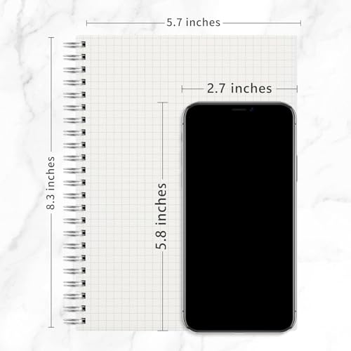 Image of A5 Graph Paper Notebooks, 5.5 x 8.2 inches, GRID Book,100 GSM Premium Paper, 480 Pages, Waterproof Cover, Set of 3 (Grid)