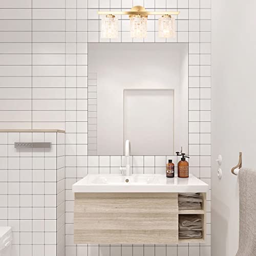 Alice House 21" Vanity Lights, 3 Light Wall Lighting, Brushed Brass Bathroom Lights Over Mirror, Contemporary Coastal Bathroom Lighting Al2218-W3 #TOP2
