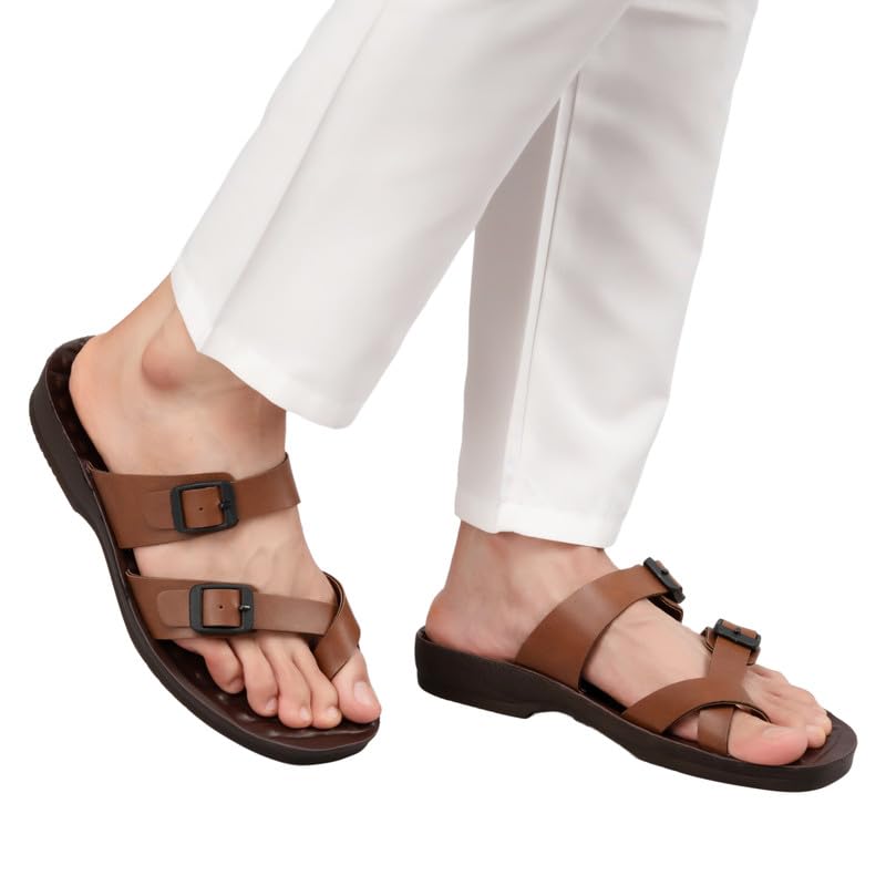 Image of Chips Men's BROWN Lightweight Slip-on Sandal Casual (3346)