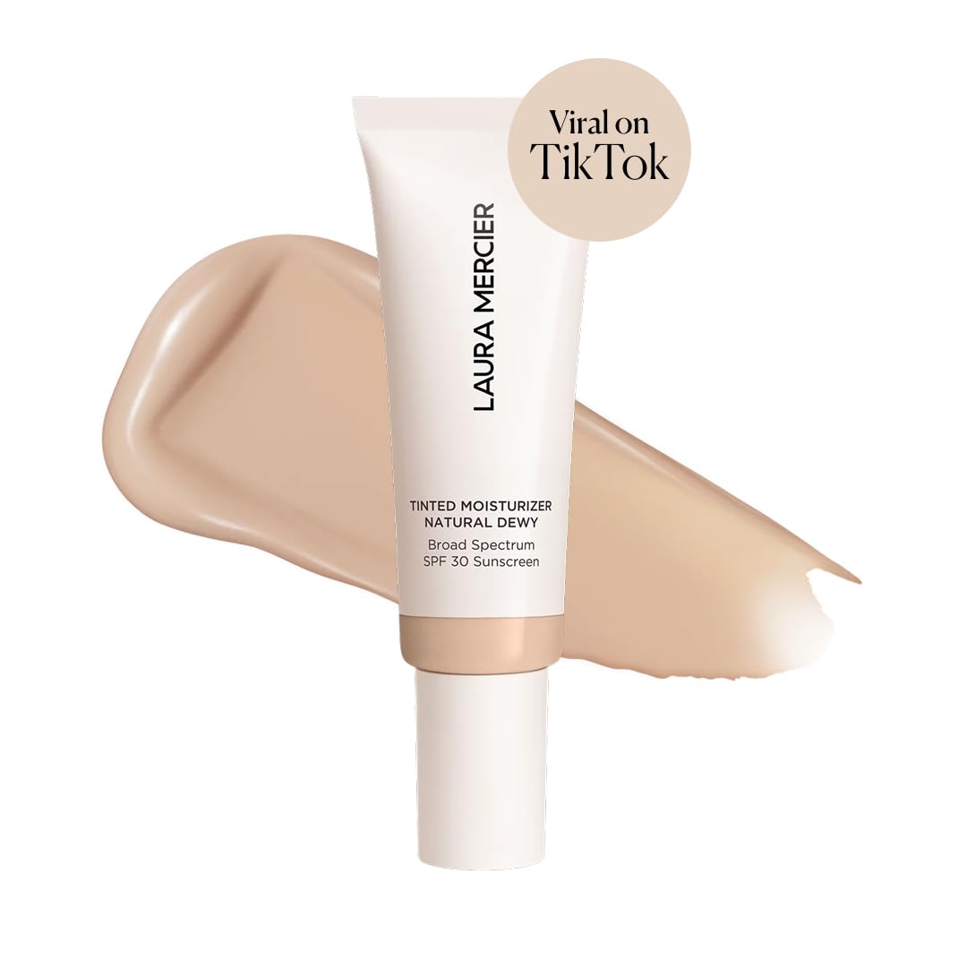 Laura Mercier Tinted Moisturizer Natural Dewy with SPF 30: 24HR+ Hydration, Long Lasting, Sheer to Light, Buildable Coverage, Dewy Finish, Improve Skin Tone and Texture, Skin Tint - Image 2