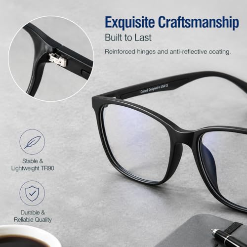Image of Cyxus Blue Light Blocking Glasses Lightweight Eyeglasses Frame, Filter Blue Ray Computer Game Anti Eyestrain Headache Eyewear(8083T02,Black)