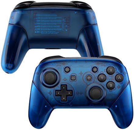 eXtremeRate Clear Atomic Purple Faceplate Backplate Handles for Nintendo Switch Pro Controller, DIY Replacement Grip Housing Shell Cover for Nintendo Switch Pro - Controller NOT Included