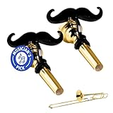 (2 Pack) Clip-On Mustache for Small Shank Trombone with Protective Case - Durable and Firm Shank Grips, Easy Mouthpiece Add-On for Fun Shows, Ideal Trombone Accessory