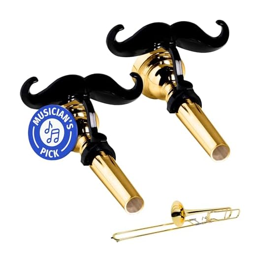 (2 Pack) Clip-On Mustache for Small Shank Trombone with Protective Case - Durable and Firm Shank Grips, Easy Mouthpiece Add-On for Fun Shows, Ideal Trombone Accessory