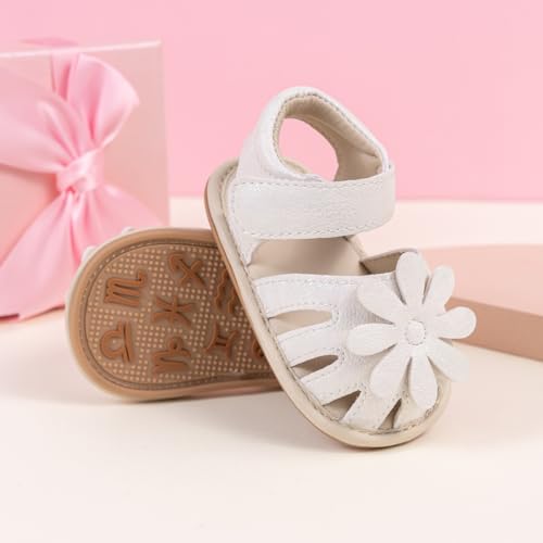 Image of HsdsBebe Baby Girls Sandals Bohemia Flower Bow Soft Sole Toddler First Walkers Beach Summer Shoes