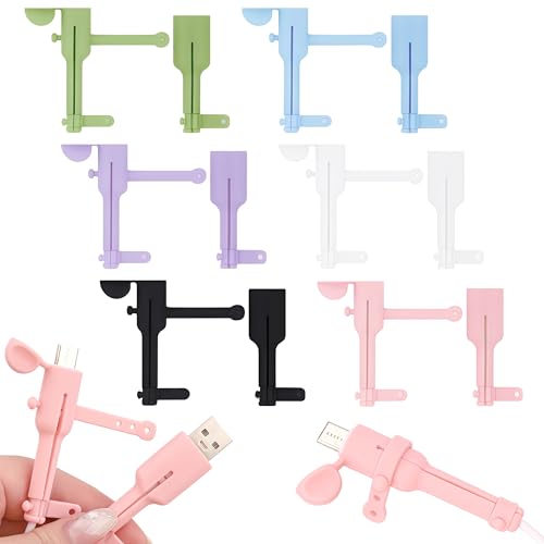 6 Pairs Charger Cable Protectors 6-Color Silicone Charger Cord Organizers - 3 in 1 Double-End Data Cable Protection Cover Cord Organizer Compatible with USB-C Laptops & Phones