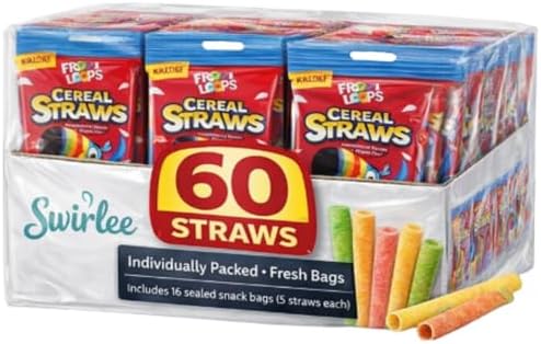 Froot Loops Cereal Straws – Bulk Pack (20, 40, 60 Count) – Individually Wrapped Fruity Edible Straws Snack (60 Count) image 2
