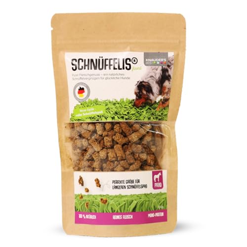 KNAUDER'S Best - Hundeleckerli Schnüffelis Finest - 1x 100g Pferd Snacks - Hunde Leckerlis aus 100% Muskelfleisch - Hundeleckerli getreidefrei & ohne chemische Zusatzstoffe - Leckereien für Hunde
