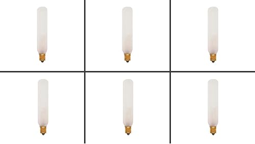 Miniatura 6 de Satco S3315 15W 120V T6 Frost E12 - Bombilla incandescente con base de candelabro (6 unidades)