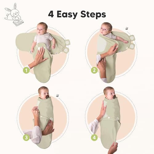 Image of 3-Pack Organic Baby Swaddle Sleep Sacks - Swaddles for Newborns, Infant 3-6 Months, Baby Girls, Boys, Soft & Snug Newborn Sleep Sack, Nursery Swaddling Blankets (Dino Ridge, L)
