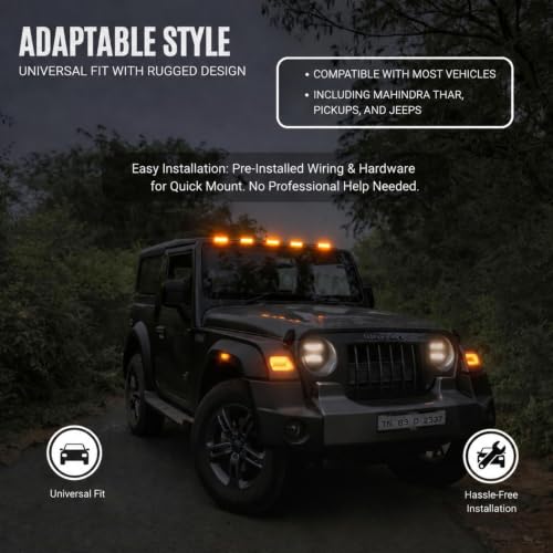 Image of UBH Roof Marker LED Lights For Cars, Trucks, Or Suv 4 X 4 Thar (UFO) (UFO 5 AMBER)