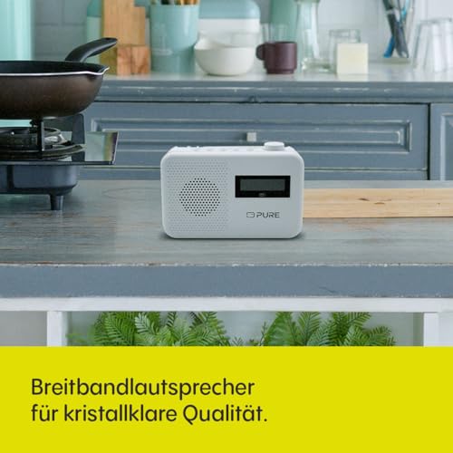 Pure Elan One2 tragbares DAB+/FM Radio mit Bluetooth 5.1 (LCD-Display, 10 Speichertasten, Batteriebetrieb mit 4xAA möglich) Cotton Weiß