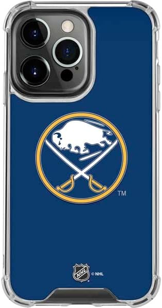 Skinit Clear Phone Case Compatible with iPhone 14 Pro - Officially Licensed NHL Buffalo Sabres Solid Background Design
