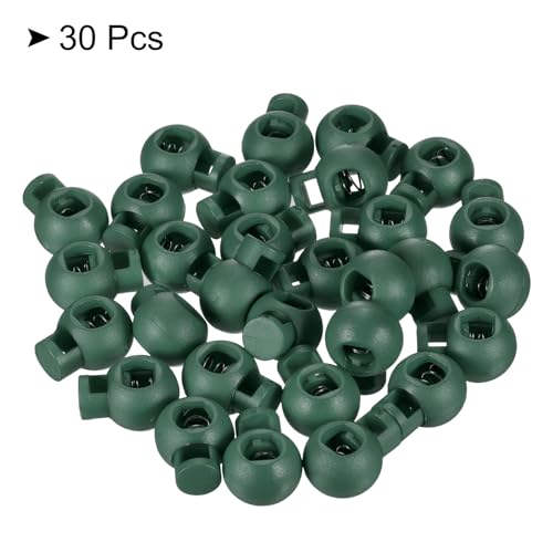PATIKIL Cord Locks, 30 Pack Ball Spring Toggle Stopper for Drawstring Bag Shoelaces Dark Green, 17x22mm - Image 3