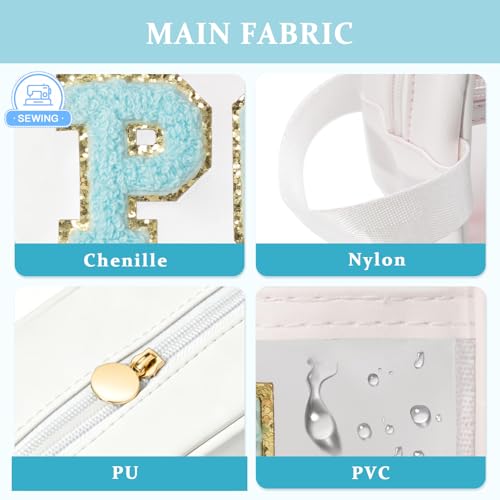 Image of COSHAYSOO Clear POOL Makeup Bag Small Travel Pouch for Women Teenager Girls Pool Accessories Stuff Organizer Preppy Chenille Letter Patch Summer Girly Things