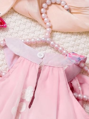 Image of Buy & Try Beautiful Embroidered Georgette Birthday Dress for Baby Girls | Sleeveless Printed Frock | Elegant Outfit for Special Occasions