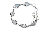 Hergestellt in Indien Mondstein Armband 925 Silber Sterlingsilber Armschmuck weiß (MAB 11-04)