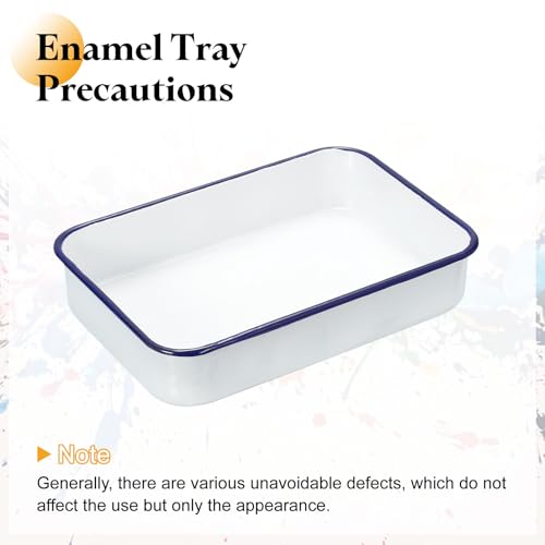 Paleta de bandeja de carnicero rectangular en metal con esmalte blanco de 24x16x5 cm 6