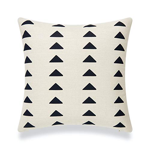 African Mud Cloth Pillow Cover, Triangles, Black And White, 18"X18" #TOP17