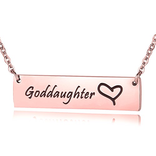 ENSIANTH Godmother Necklace Goddaughter Necklace Hand Stamped Bar Necklace Gift for Her (RG-Goddaughter)
