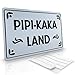 PIPI-KAKA LAND WC Toilettenschild für Kinder| weiß/schwarz | Aluminium geprägt | Bad-Türschild in 30 x 18 cm