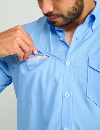 Image of HUK Men's Tide Point Kc Scott Original Artwork Short Sleeve Shirt, Fishing Button Down