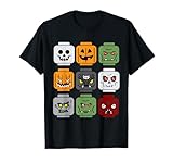 Halloween Building Brick Head Pumpkin Ghost Zombie Friends T-Shirt