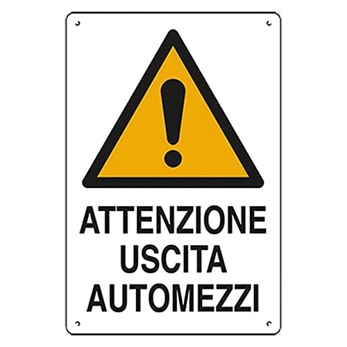 Cartello 'Attenzione Uscita Automezzi' In Polionda.