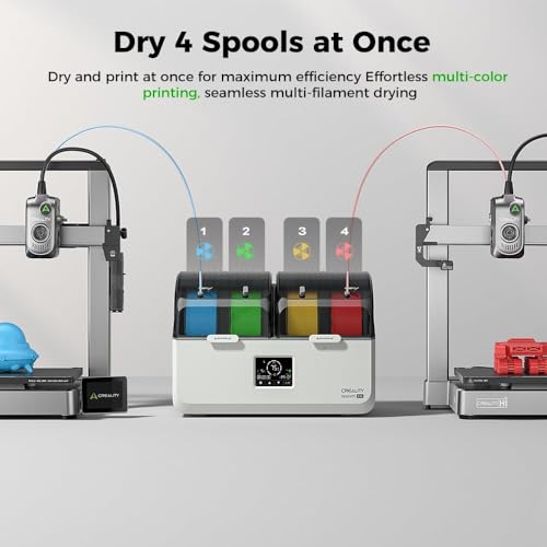 Image of Creality Filament Dryer Box for 4 Spools, Space Pi X4 Lite Dual Independent Heating Chambers with Fan, 75C Rapid Dryer for PLA PETG TPU ABS PET PC ASA PAHT, 3D Printer Filament Storage & Dehumidifier