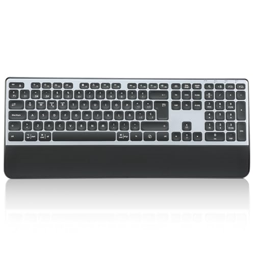CITLLA K9100 Teclado Bluetooth inalámbrico, Teclado de tamaño Completo para múltiples Dispositivos con reposamuñecas, retroiluminación de 3 Niveles, Teclado Recargable para computadora, portátil