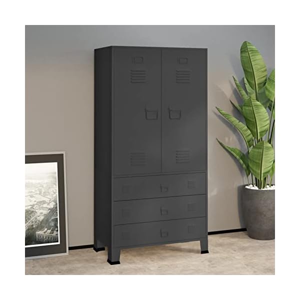 Norheim-Armario-Ropero-Taquillas-vestuariosTaquillas-Metalicas-Vestuario-Armario-de-Acero-Armario-Armarios-de-Almacenaje-90x50x180-cm-Gris-Antracita