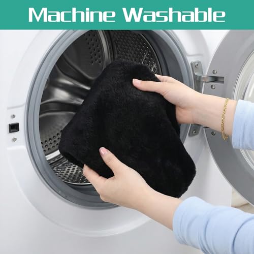 Xinjoduz WC Deckelbezug 38x29 cm Toilettendeckelbezug Weich Toilettendeckel Bezug für Standard-Toilettensitzbezug(Schwarz)