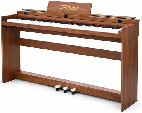ZHRUNS Digital Piano 88 Key Full-Size Weighted Keyboard, Wooden Classic Upright Electric Piano with Headphone Jack, Piano Stand, 3 Pedal, Suitable for Beginner, Professional
