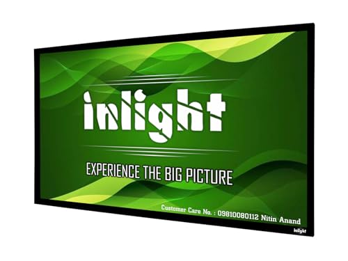 Inlight 120 Inches Diagonal in 16:9 Aspect Ratio Fixed Frame Projector Screen Active 3D-4K-8K Ultra HD Screen for Classroom, Office & Home Theater (White) (120 Inches Diagonal 16:9 Aspect Ratio)