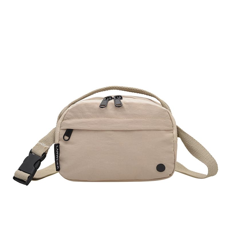 Mini bolsa tiracolo no peito, bolsa de ombro casual, leve, cor sólida, pequena bolsa quadrada para uso diário, Caqui, M