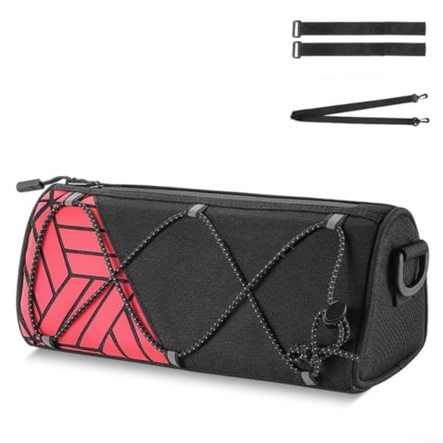 Sac de guidon de vélo réfléchissant étanche 3 L avec bandoulière et configuration d'outils (rouge)