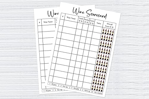 Wine Scorecard, Wine Tasting Party Supplies, 25 Wine Tasting Scorecards, Rate Your Wine #TOP1