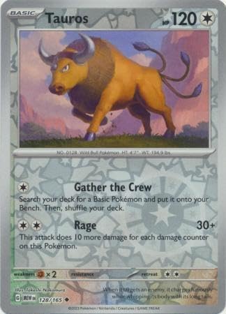 Pokemon - Tauros 128/165 - Pokemon 151 - Reverse Foil - Single Card - Single Card