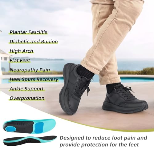 OrthoComfoot Men's Orthopedic Leather Dress Walking Shoes: Comfortable Arch Support Plantar Fasciitis Flat Feet Sneakers, Casual Business Work Orthotic Thick Sole Foot Heel Pain Relief Oxfords4