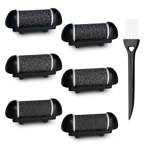 Immagine prodotto: 6 testine di ricambio per pedicure, kit di ricambio per pedicure, compatibili con lima per piedi Ratukall/Scholl/Essy/Pedi, con 3 tipi di rulli di ricarica grossolani, regolari fini