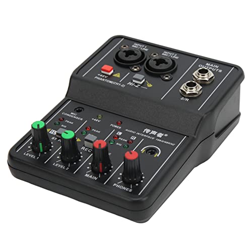 Mini Audio Mixer, 2 Channels Usb Portable Live Sound Card Sound Board Console System With 48V Phantom Power, 16 Bit 48Khz Dj Mixer, For Music Recording Karaoke Streaming Gaming Youtube Pc #TOP7