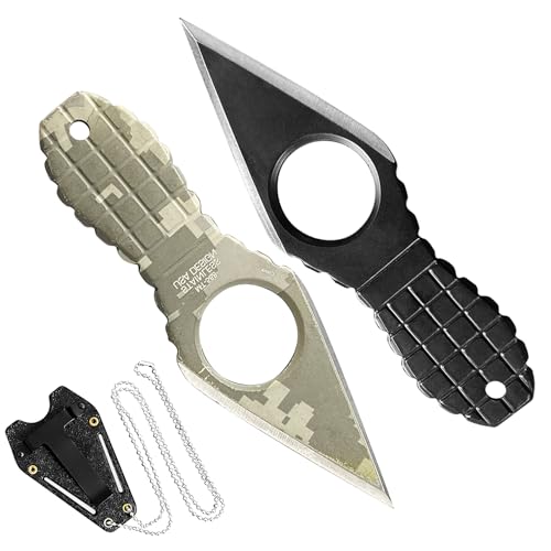 Image of 2PCS Neck Knife with Sheath and Necklace, Mini Fixed Blade Knife Necklace for Men, Ultra Small Pocket Knife EDC Tools Cool Gadgets for Camping, Survival, Hiking, Backpacking