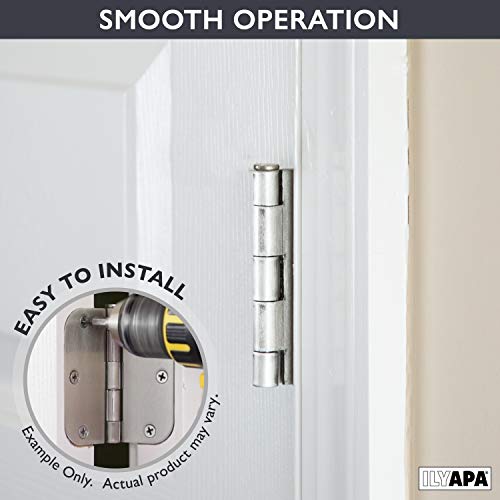 Ilyapa Pack Of 18 Satin Nickel Door Hinges, 3.5 X 3.5 Inch Interior Door Hinges, Hinges For Doors 3 1/2 Inches,Satin Nickel Interior Door Hinges With Square Corners For Superior Door Opening #TOP4