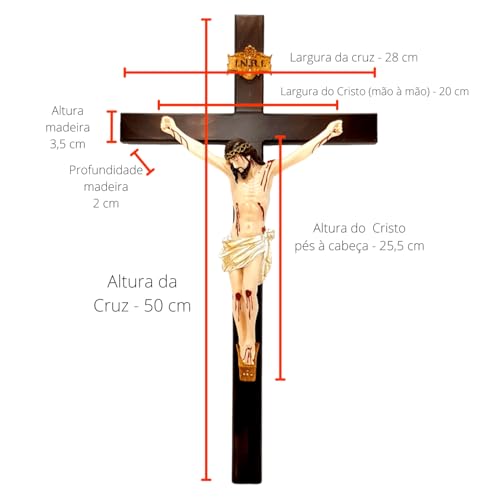 Artcruz - Crucifixo de parede 50 cm com Cristo em Resina, Impresso em Tela, Sem Moldura, Para Sala d