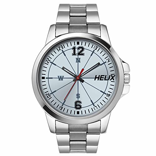 Image of Helix by Timex Analog Watch for Man with Blue Round Dial & Silver Stainless Steel Bracelet Band Water Resistant Men's Wrist Watches - TW023HG25