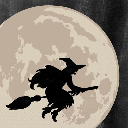 IHR Ideal Home Range Cocktail Napkins Disposable 3-Ply Paper Party Napkin Pack 5 x 5 Moon Witch 20-Count