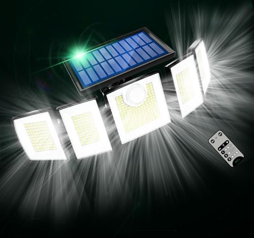 Image of MDCMDCM Solar Lights Outdoor Waterproof Motion Sensor - 416 LEDs 3000 Lumens Super Bright 3 Brightness 3 Modes 360 Illumination 32ft Solar Flood Security Light for Outside (with Remote Control,1)