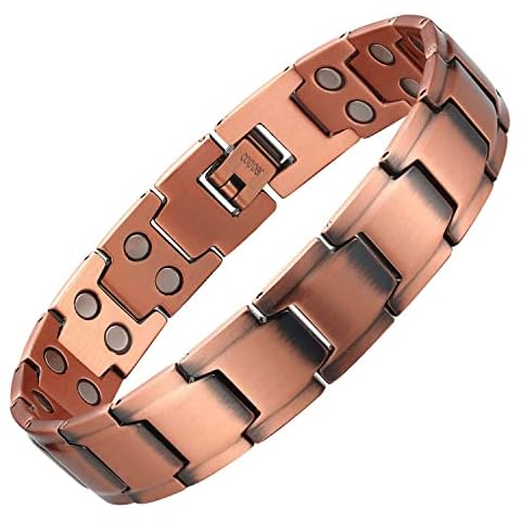 MagEnergy Copper Bracelet for Men 99.9% Pure Copper Magnetic Bracelet with Powerful Neodymium Magnets Adjustable Box Gift Magnetic Field Therapy Jewelry（Sizing Tool） Cover